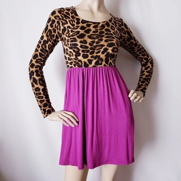 Bellamie | Dresses | Bellamie Cheetah Color Block Empire Waist Dress |  Poshmark